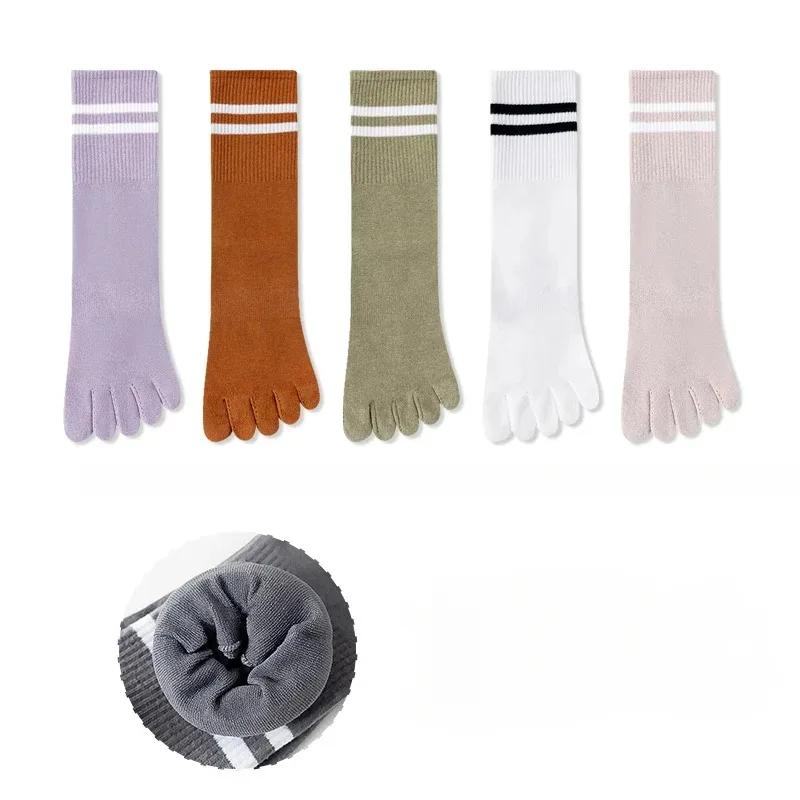 

5 пар женских спортивных носков с пальцами, противоскользящие, для йоги, пилатеса, осенне-весенние