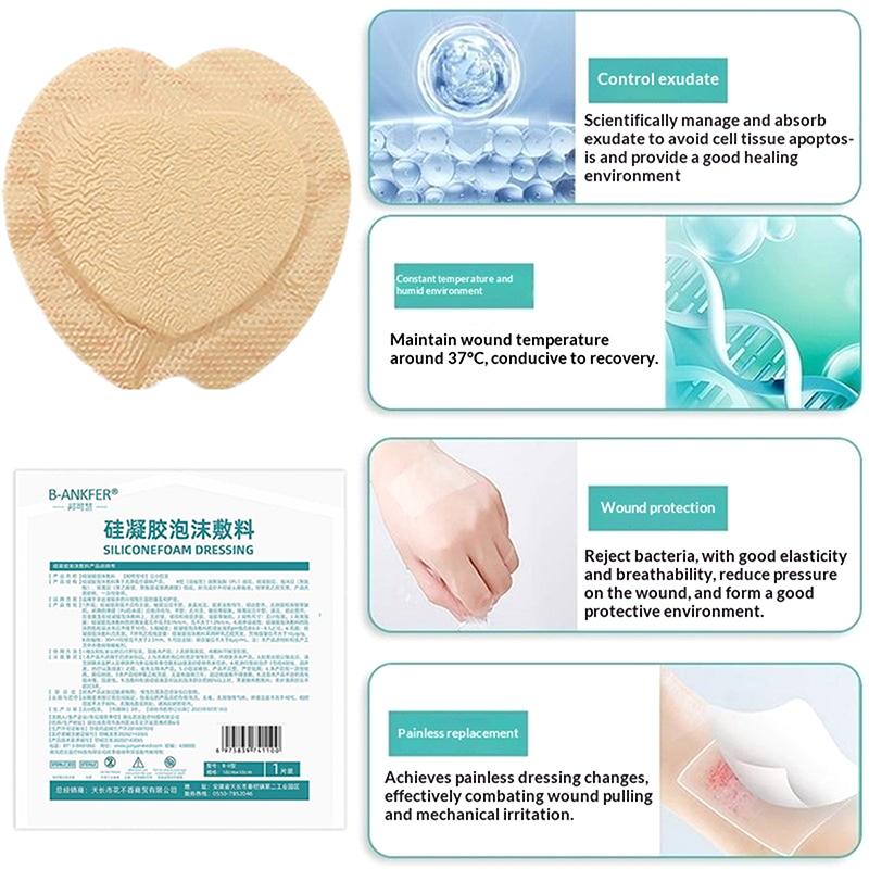 1 Pcs Foam Silicone Dressing With Border Adhesive Sterilized Waterproof Wound Dressing Plaster Bandage Home Travel First Aid