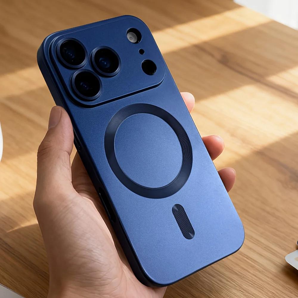 Metallic Paint For Magsafe Soft Case For iPhone 17 16 15 14 13 12 11 17 Pro Max Air Magnetic Wireless Charge Lens Protect Cover