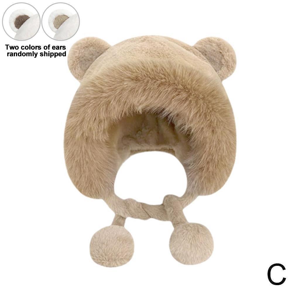 Women Cold Weather Hat Women Plush Hat Soft Fuzzy Women's Plush Hat With Cute Bear Ears Windproof Warm For Autumn Winter