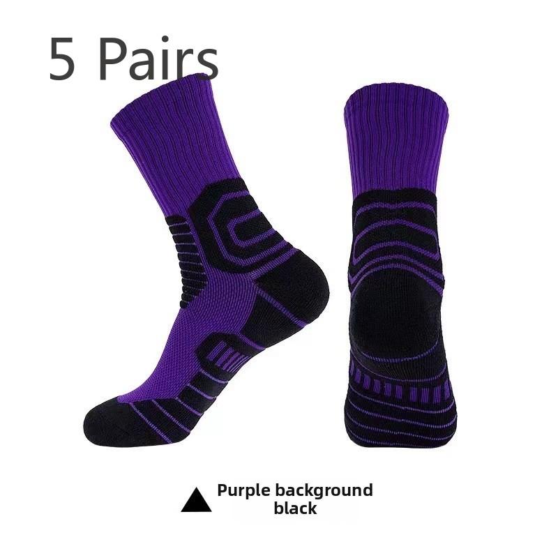 5 Pairs of Boys Basketball Professional Sports Outdoor Gaobon Towel Bottom Hiking Socks