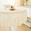 Round Bubble Gauze Tablecloth Seersucker Solid Color Elastic Table Skirt Modern Simple Style Home Decoration Dining Table Cover
