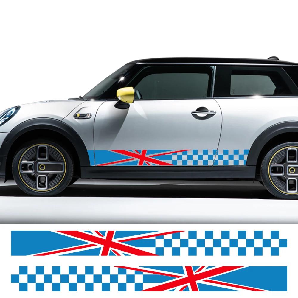 2pcs Union Jack Car Door Side Racing Stripe Decal Sticker For MINI Cooper S One JCW F55 F56 F60 R55 R56 R60 Auto Accessories