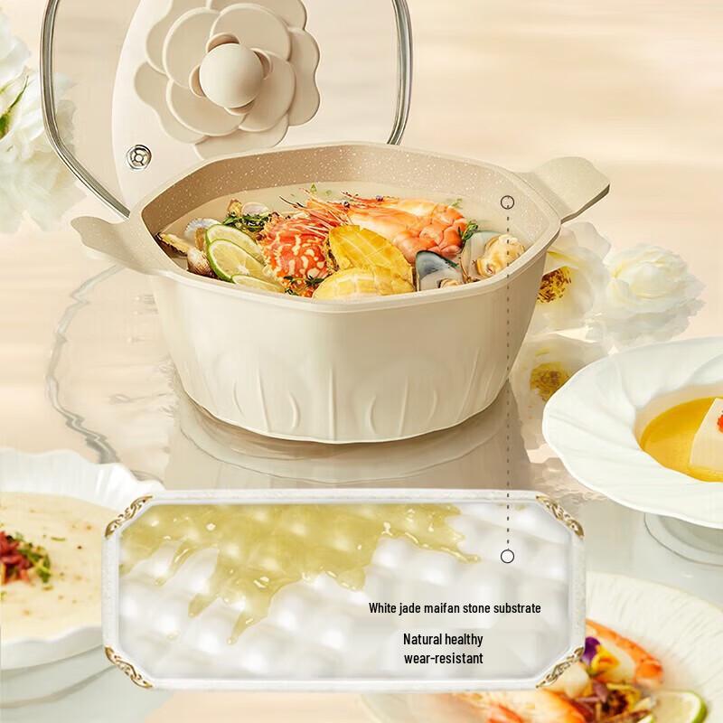 Velosan 24cm Camellia Enamel Cast Iron Dutch Oven