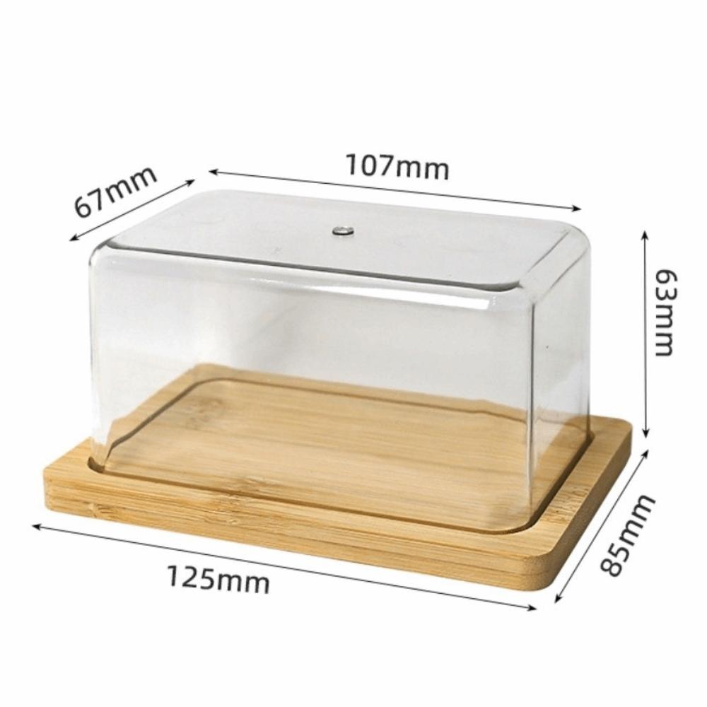 New Bamboo Butter Dish Nordic Design with Clear Lid Butter Storage Box Multi-size Air-Tight Butter Container Kitchen Use