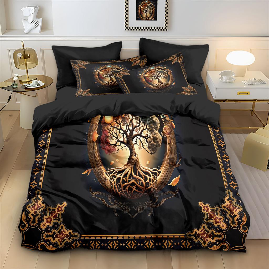 High-quality Printing Duvet Cover Set,Retro Print Bedding Set with Pillowcases 75*50cm for Adult Kids,Gifts for family members