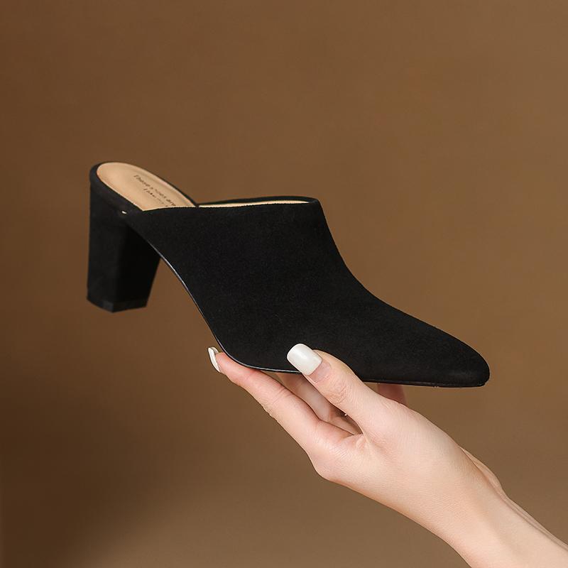 Fashion Female Slides Fashion Pointed Toe High Heel Women Mules Slippers New 2025 Summer Beach Luxury Ladies Slippers Sandals Shoes