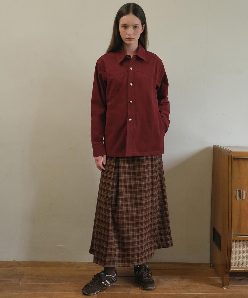 Aueonoseuteljia Vintage Side-Buckle Check Skirt_Brown(O25-Sk12)