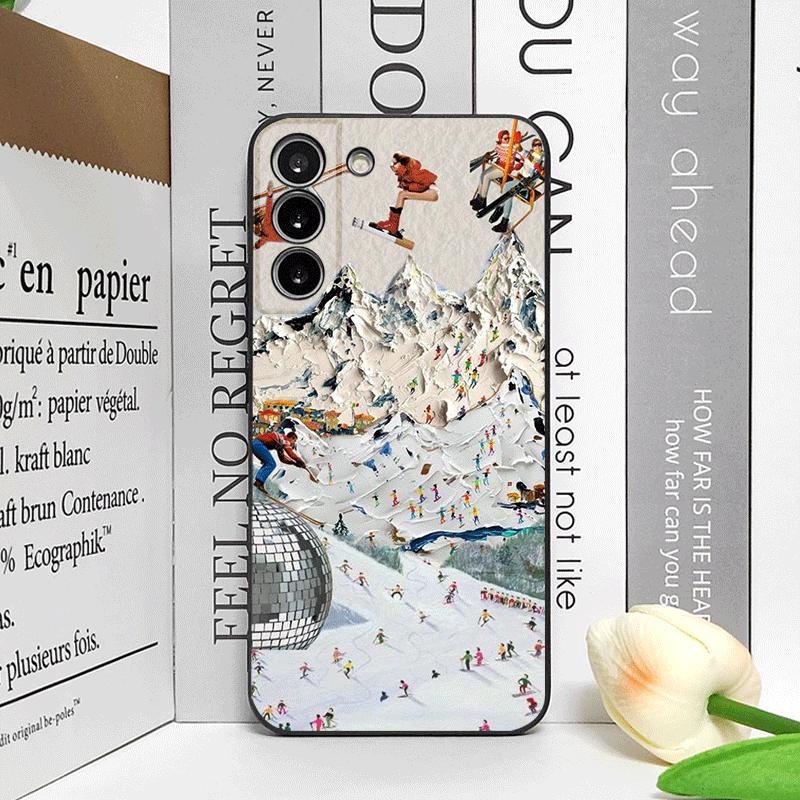 Oil Painting of Snow Scene Skiing Pattern Phone Case for Samsung Galaxy A56 A14 A55 A16 A54 A36 A53 A52 A51 A50 Soft Cover Shell