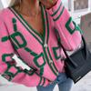 Cashmere V-neck Single-breasted Knitted Cardigan, Loose Sweater Jacket for Autumn and Winter