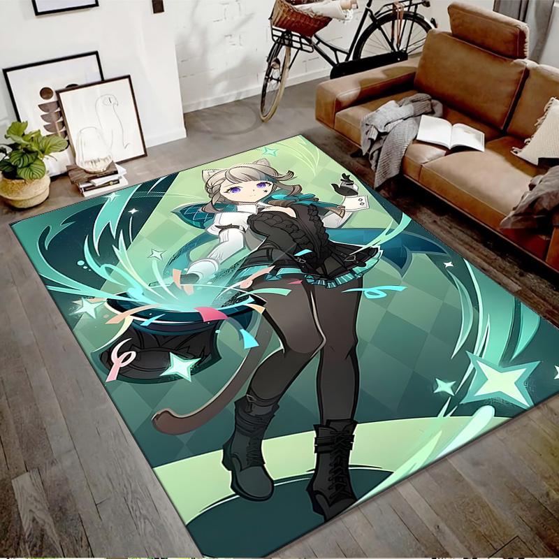 1pc Genshin Impact Lyney Lynette Design Printed Area Rug Carpet for Bedroom Living Room Home Decor Rugs Mat Non Slip Mat Rug for Bedside