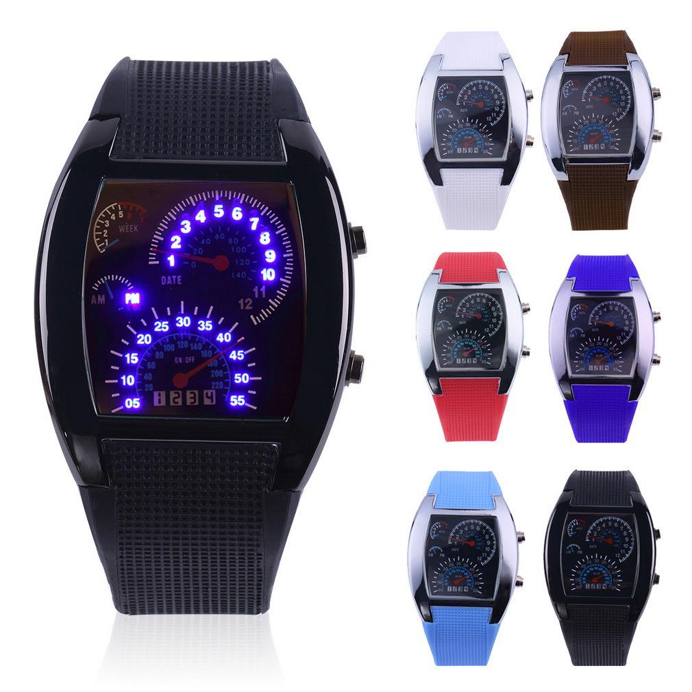 Aviation LED Men's Electronic Sports Dashboard Watch
