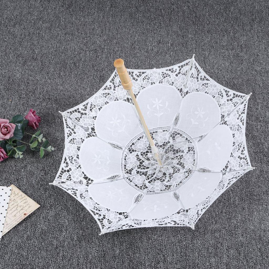 West Style Bridal Lace Umbrella Parasol Banquet Stage Photography Prop Wedding SuppliesWhite L Size