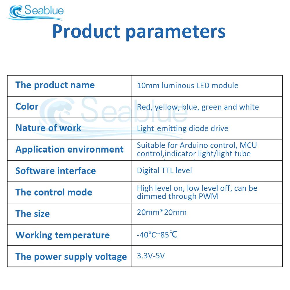 DC 3.3V-5V 10mm luminous module LED light sensor LED indicator light red green blue yellow white For Arduino