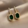 New Small Emerald Earrings Female Net Celebrity Temperament Earrings New Trendy Simple Retro Earrings Silver Needles