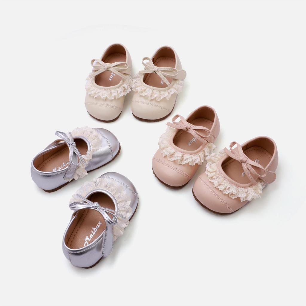 Spring Soft Leather Toddler Shoes with Lace & Butterfly Knot - Princess Style for Baby Girls