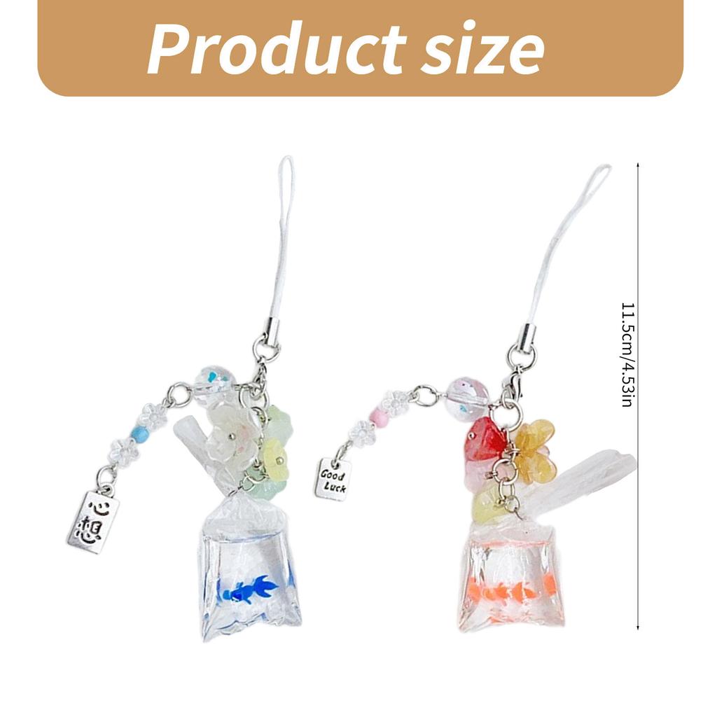 Small Fish Flowers Pendant Sweet Phone Chain Strap Hangings Decoration Keychain Lanyard Small Gift for Women Girls