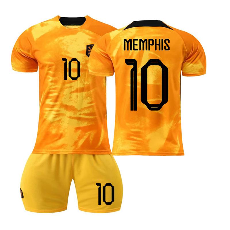 22-23 Niederlande Heim Nr.. 4 Van Dijk Trikot 10 Memphis 21 De Jong Fußballanzug Weltmeisterschaft Kinder 16#