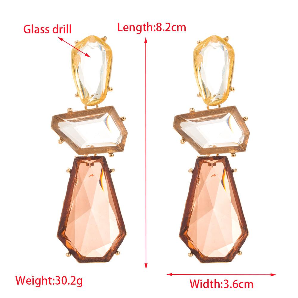 Irregular Geometric Polygon Earrings, with Exaggerated and Long Design, Multi-layered Alloy Resin Ear Accessories