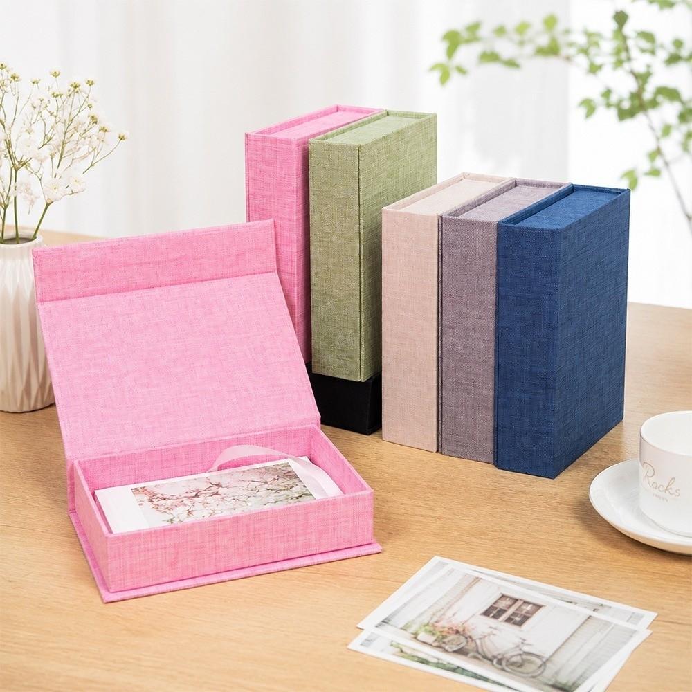 Magnetic Close Card Organizer Linen Fabric Fabric Box Document Holder For Jewelry Storage