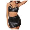 Europäisches & Amerikanisches Sexy Lackleder Zweiteiliges Dessous-Set