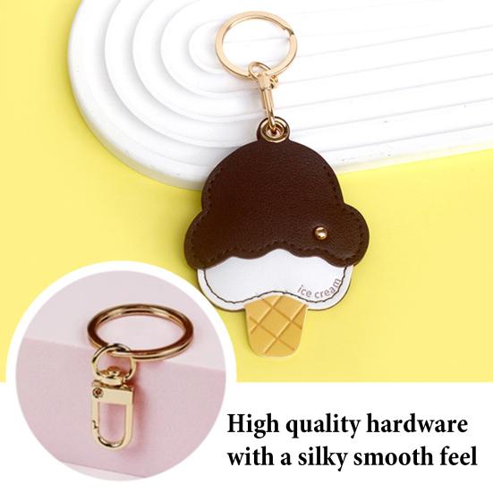 Keychain Pendant Imitation Leather Ice Cream Shape Bag Charm Access Control Card Holder Backpack