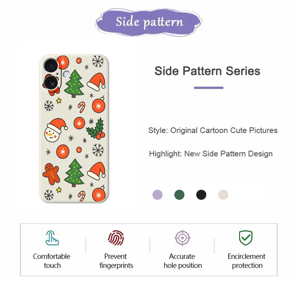 For iPhone 17 Case Lovely Christmas Pattern Printing Straight Edge TPU Phone Back Cover