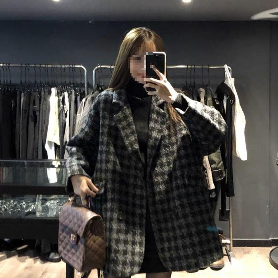 2024 Women's Mid-Length Warm Plaid Wool Coat