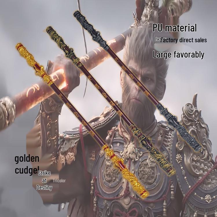 Black Myth: Wukong Figurine with Golden Cudgel - 1 Meter PU Craft Ornament