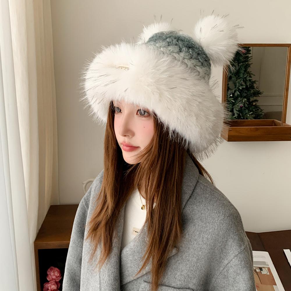 New Women Cute Plush Pompoms Winter Hat Trendy Streetwear Knitted Hat Lovely Dandy Cap For Girls