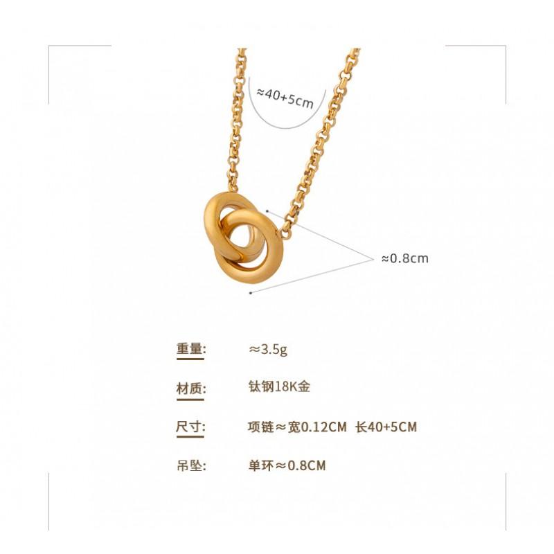 Geometric Interlocking Circle Pendant Necklace Titanium Steel Chain Men Women Couple Minimalist Hip Hop Style
