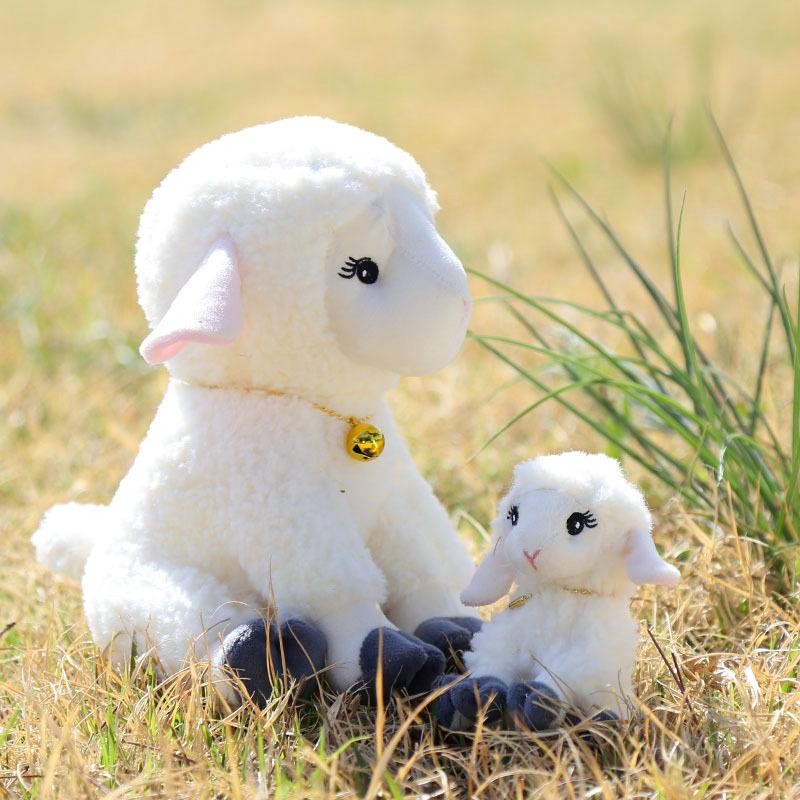 Cute Bell Decor Sheep Stuffed Ornament Long Ears Sitting Design 1Pcs Soft Fluffy Plush Pendant for Backpack Car Interior Decor