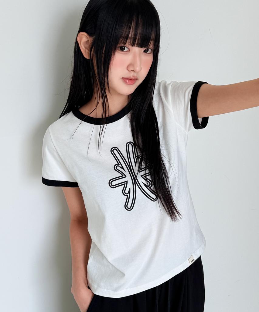 BOUNDARY Decalcomania Slim Fit Ringer T-Shirt [Ivory]