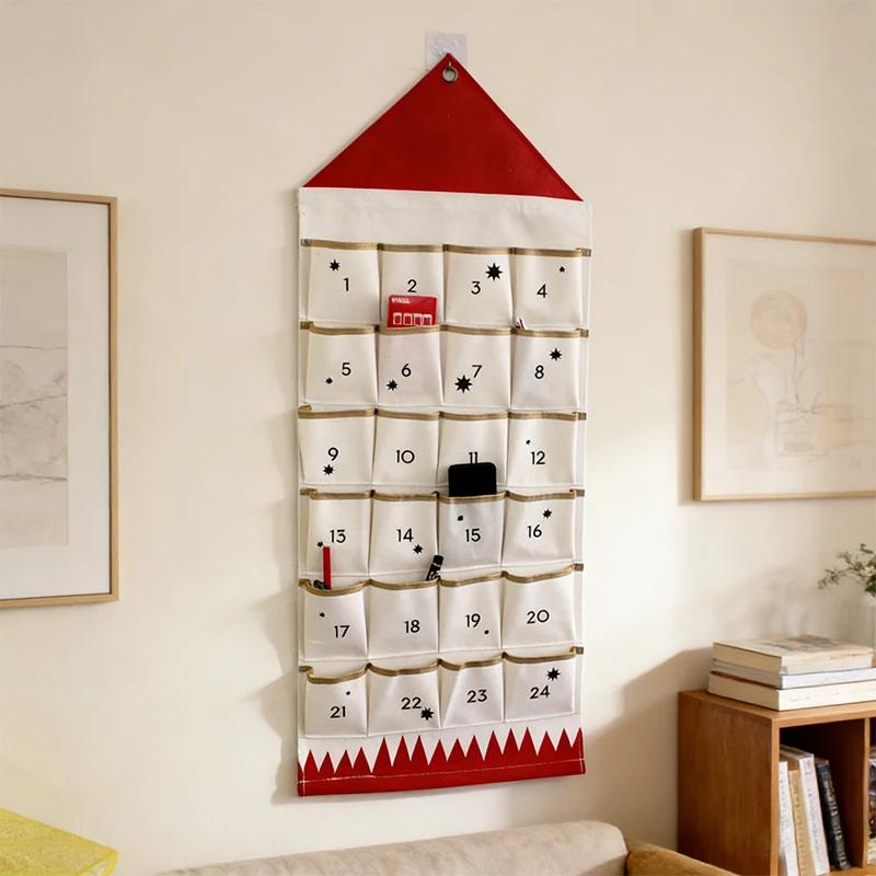 24 Pockets Multi-Functional Wall Storage Bag Door-Hanging Storage Organizer Bag Household Festival Decorations Gift for Friends