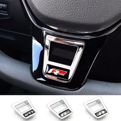 2025 Heiß 1 Stück ABS Auto Lenkrad Verkleidungsaufkleber R Logo Zubehör Für Volkswagen GTI R-Line Polo Golf Passat Scirocco Käfer