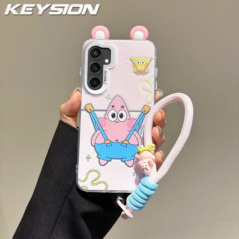 

KEYSION Милий Мультяшний Чохол з Вушками для Samsung A55 5G A35 A15 4G 5G зі Шнурком М який Силікон+ПК Протиударний Чохол для Телефону для Galaxy A05S for Samsung A55 5G