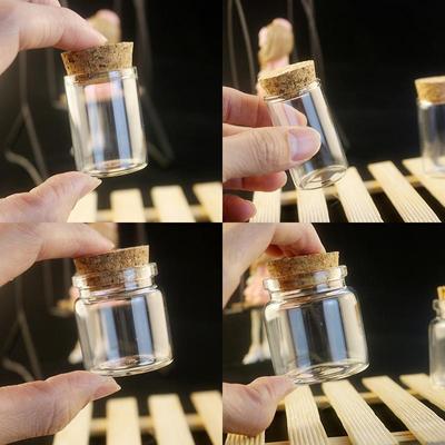 Flacone di Vetro Trasparente da 15ml con Simpatico Coperchio e Tappo in Legno, Perline Bolla, Capacità 20ml