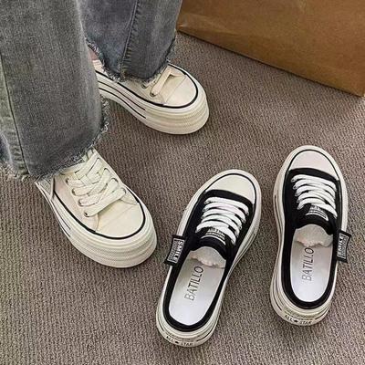 2025 Sommer Neue Dicke Hausschuhe Mode Lässig Damen Canvas Boden Erhöhende Sandalen Damen Indoor Baotou Niedrige Sneaker