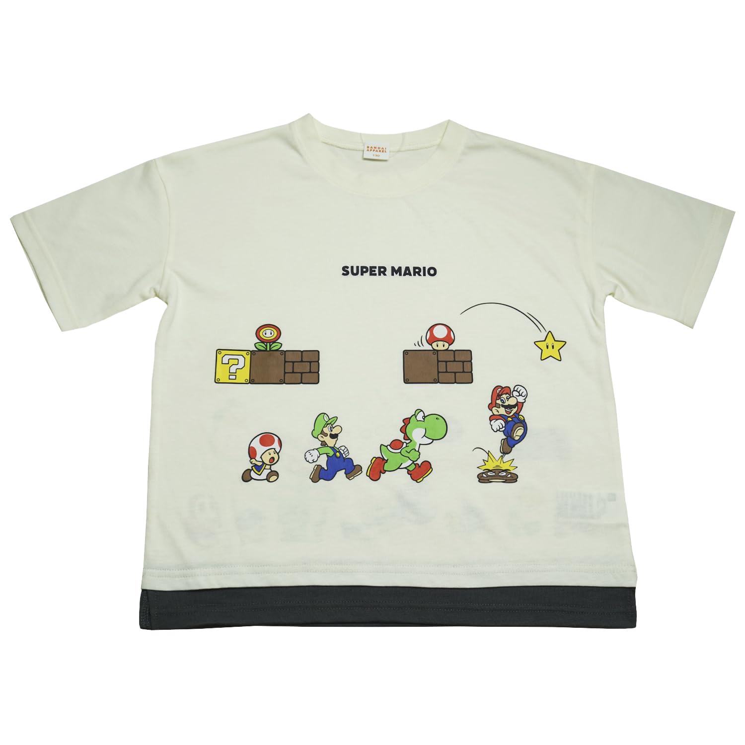 

Western Jr8850 Summer Super Mario Front and Back Print for Ivory [Bandai] Short-Sleeve T-Shirt Boys, слоновая кость