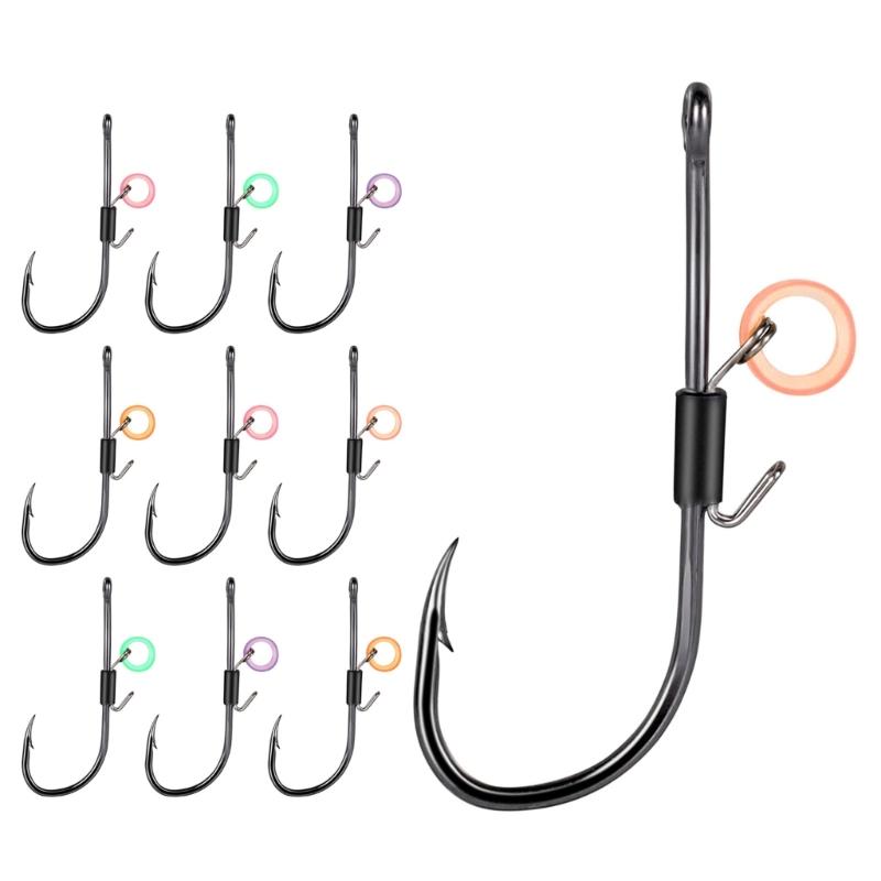 10Pcs Baitholder Fishing Hook Live Shrimp Live Catfishes Fishing Shrimp Holder Hook Carbon Steel Long Shank Barbed Hook