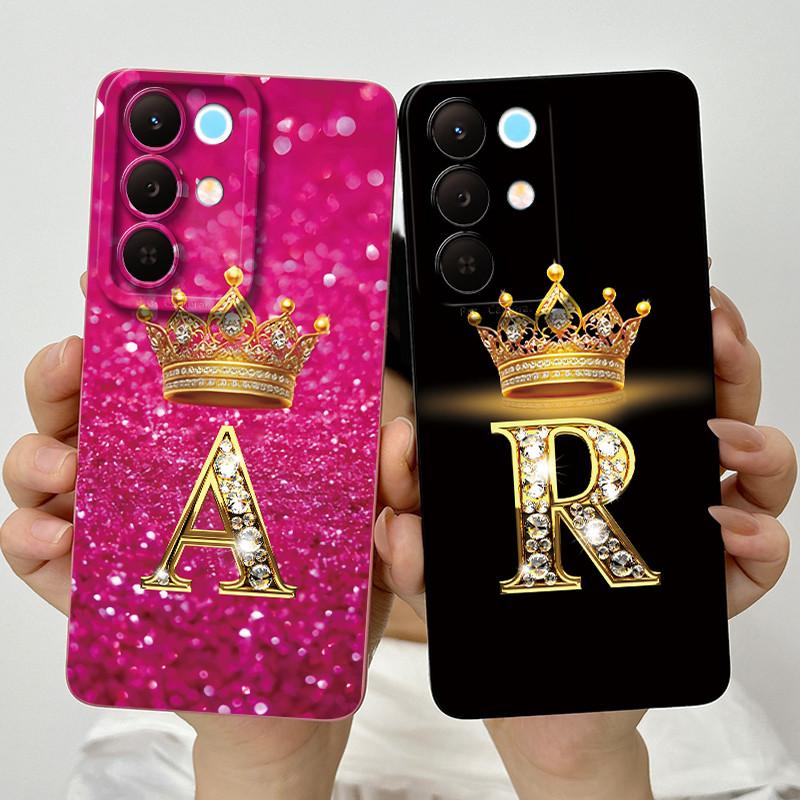 For Realme 15X C85 5G Crown Initial Letter Couple Phone Case Realme15X RMX5250 RMX5253 Soft Silicone TPU Lens Protective Casing