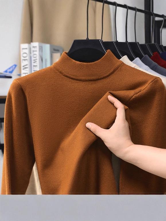 Men's Autumn Winter Knit Sweater | Round Neck, Half High Collar, Warm Middle-aged Base Layer