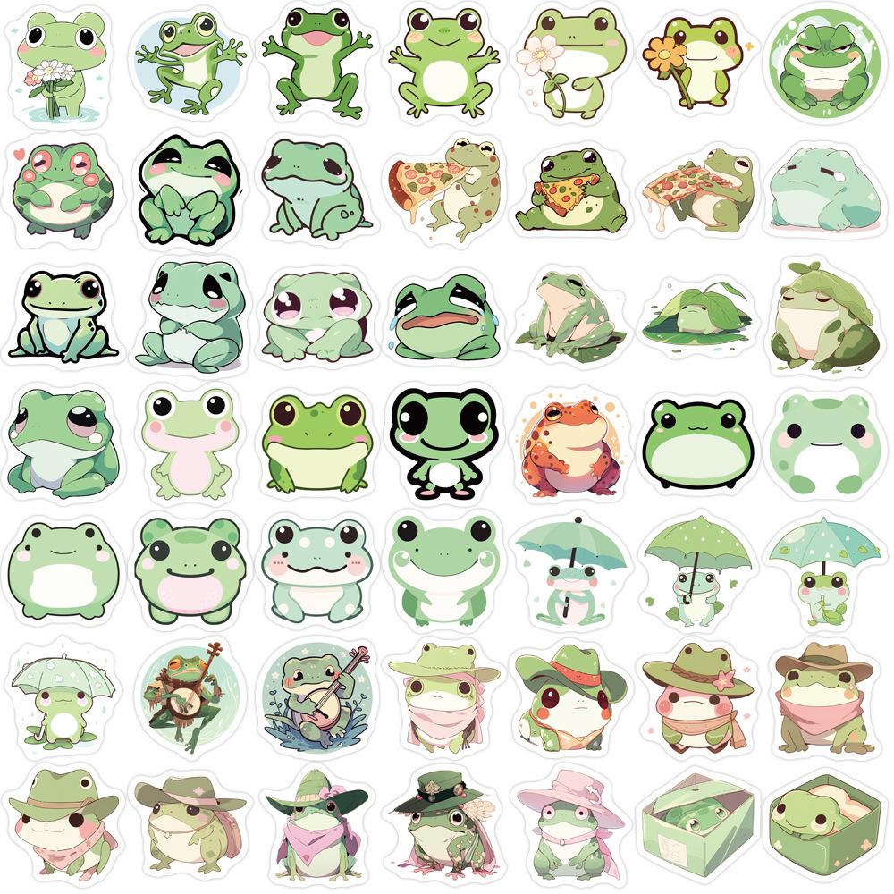 100 Small Size Cartoon Frog Doodle Stickers Decorate Guitar Notebook Suitcase DIY Waterproof
