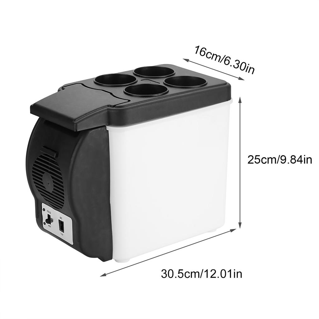 12V 6L Portable Car Refrigerator   Multi Functional Food Drinks Warmer Cooler Fridge