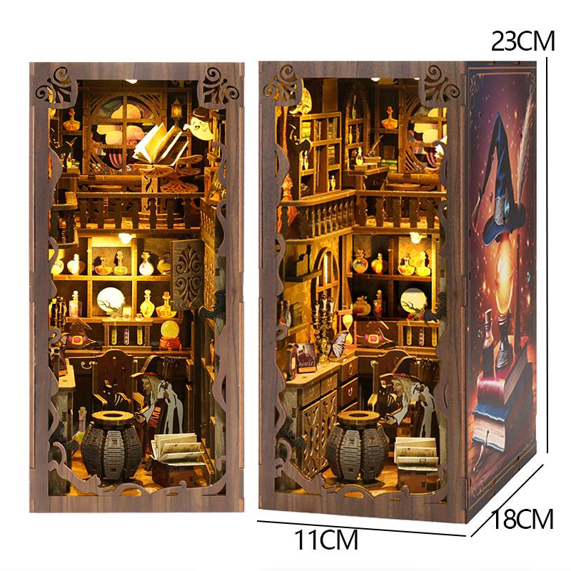 Diy Book Nook Doll House Miniature Wooden Bookshelf Shelf Insert Miniatures Home Model Kit Dollhouse Birthday Toy Gifts