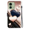 Handmade PU Leather Flip Case for Motorola Edge 40 Anti-Slip Shockproof Cover with Wrist Strap & Heart/Rose Cat Designs