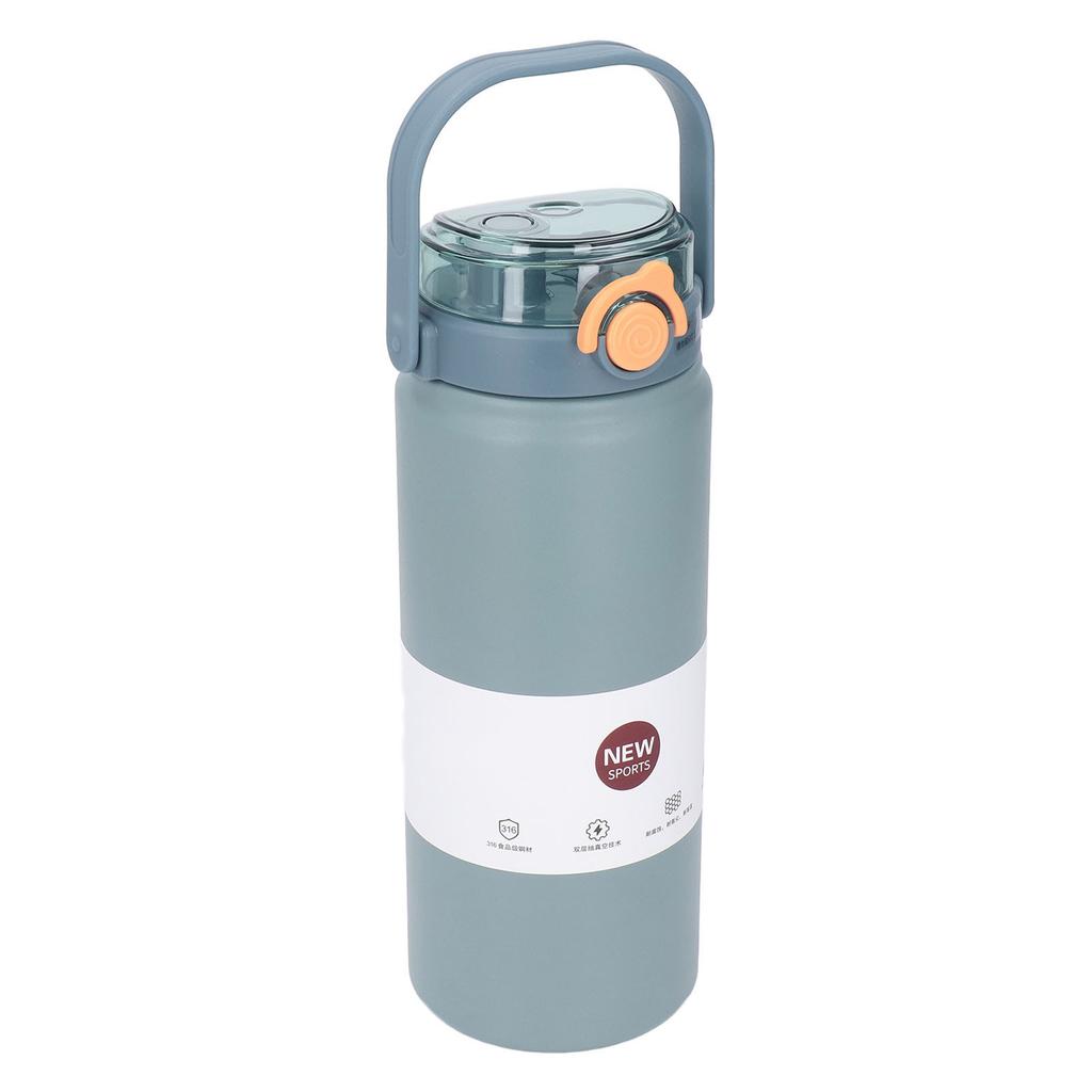 1200ml Izolovaná láhev se slámkou Modrá Nerezová ocel Rovné tělo Termohrnek pro sport Cestování