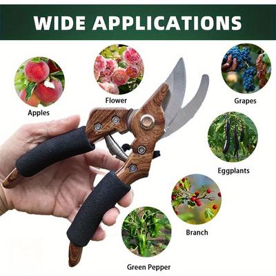 1PC Wood Grain Pruning Shears, Manual Gardening Shears, Gardening Pruning Shears, Multi-functional Gardening Pruning Shears