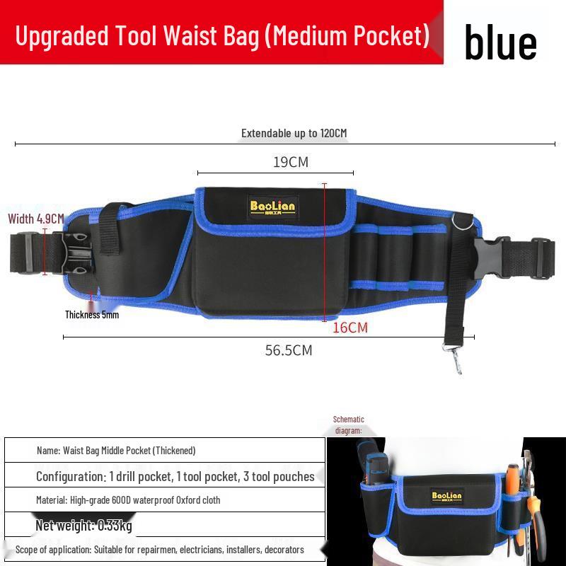 Canvas Multifunction Electrician Waist Tool Bag with Oxford Cloth