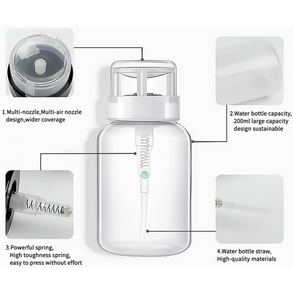 60/150ml prázdná uzamykatelná lahvička s pumpičkou, odlakovač na nehty, čistič, tekuté nádoby, znovu naplnitelná průhledná kosmetická nádoba